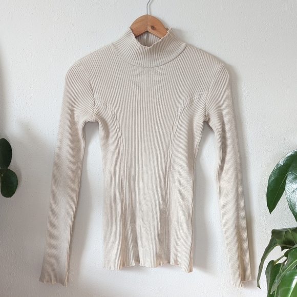 ZARA | Fitted Ribbed Mock Neck Top - Picture 1 of 9